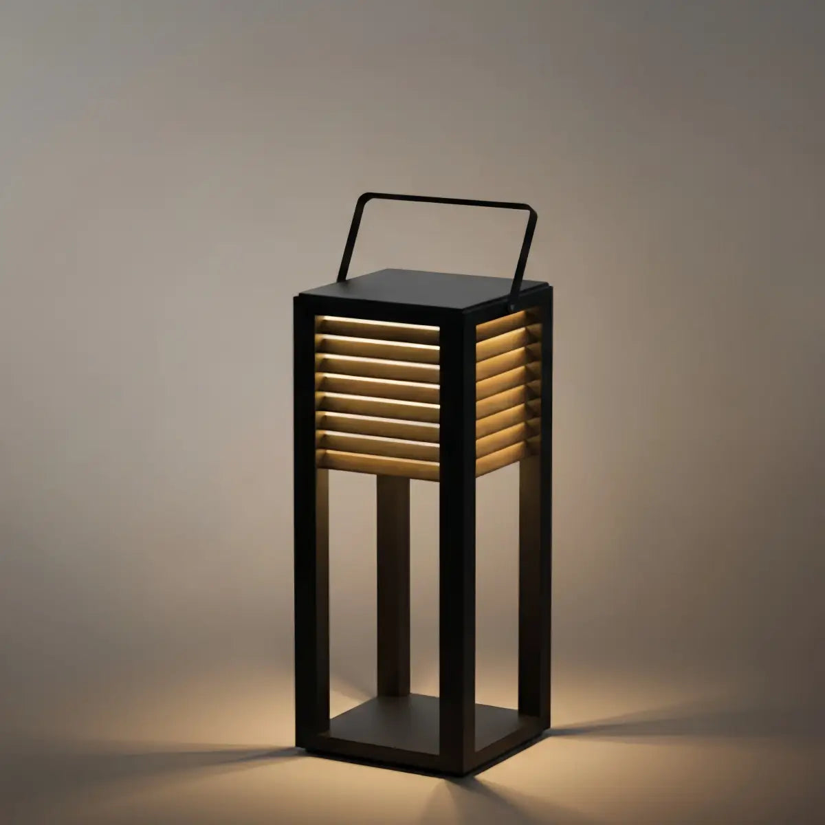 Irondale Modern Solar Outdoor Floor Lamp – Rectangular Black Lantern Light Garden/Patio